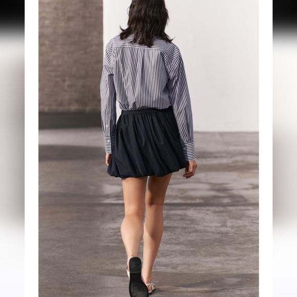 Zara Navy Blue Pleated Balloon Voluminois Hem Mini Skirt (Bloggers Favorite) XL - Picture 4 of 9